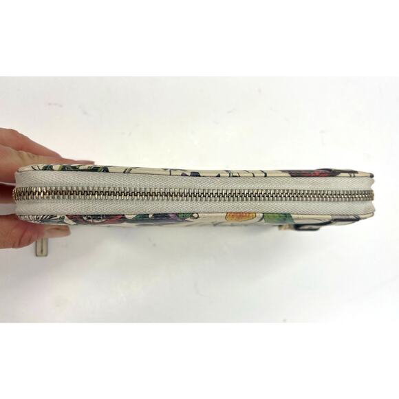 Gucci Off White Floral Print Leather Continental Zip Around Wallet-COA Included - Picture 7 of 12